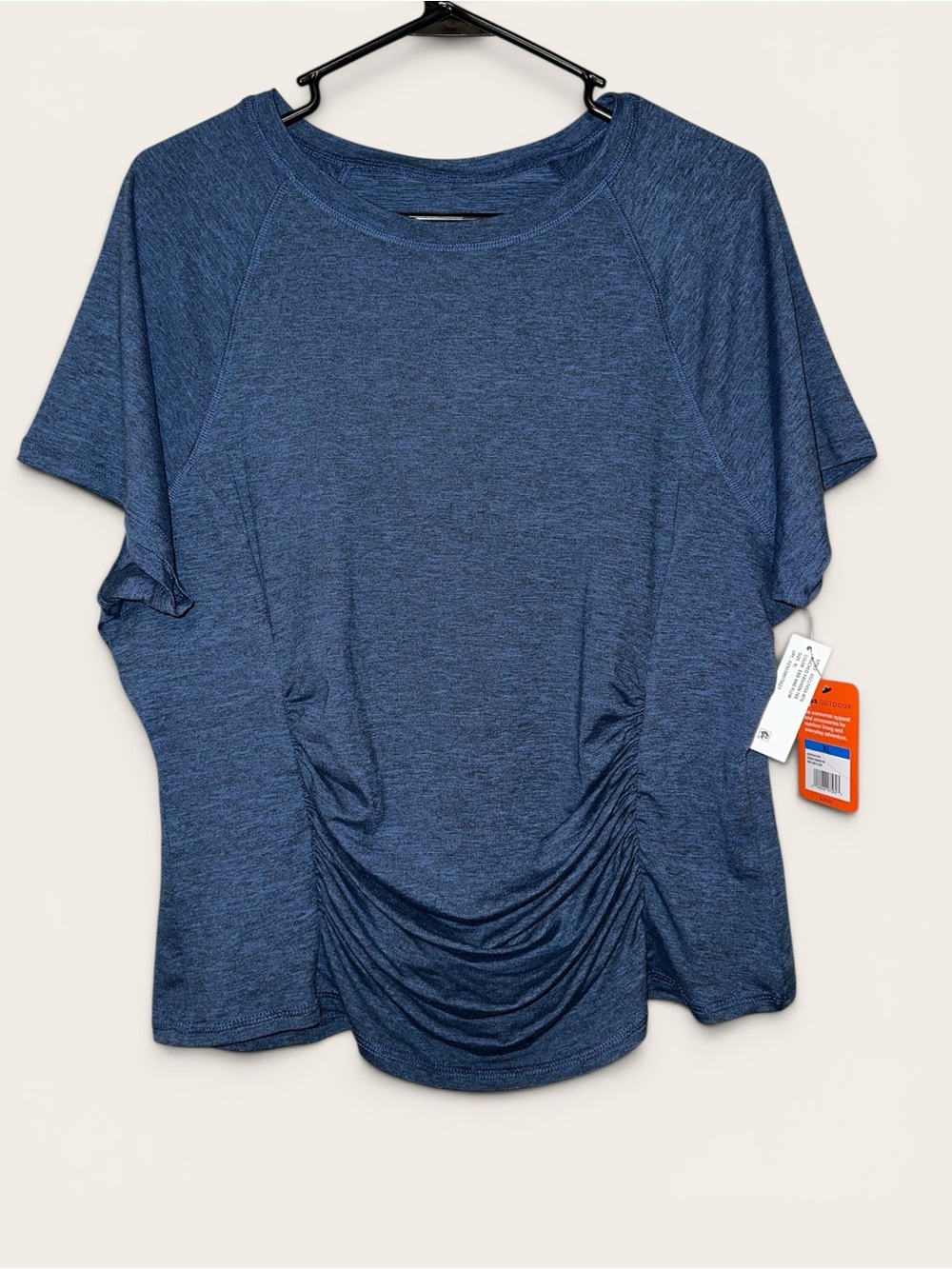 Bass Women’s‎ Heathered Navy Short Sleeve Ruched Front Tee Size XL NWT